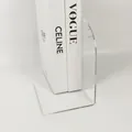 Clear L-shaped acrylic bookend for minimalist desktop storage and display organizer - Transparent 10x10x10cm Single