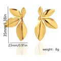 Orecchini a foglia placcati oro irregolari con dimensioni 35mm e dettagli peso 8g - Foglia Strutturata Geometrico (Stile 4)