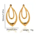 Textured gold-plated irregular double teardrop dangle earrings with measurements - Double Hollow Water Drop (Style 6)