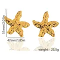 Statement oversized gold-plated starfish stud earrings with irregular textured finish - Textured Sea Star Shape (Style 7)