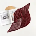 Detail view of a 70cm pleated maroon silk scarf with paisley and polka dot patterns. - 70cm / Polka Dot Paisley