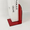 Minimalist red translucent L-shaped acrylic bookend for desktop storage and book display - Red 12x10x15.5cm Single