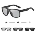 Professional sports polarized photochromic sunglasses with darkening grey lenses - Black Frame Photochromic