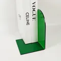 Modern green transparent L-shaped acrylic bookend for desk organization and storage - Green 12x10x15.5cm Single