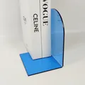 Blue L-shaped transparent acrylic bookend for desktop book storage and display. - Blue 12x10x15.5cm Single