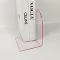 Pink translucent acrylic bookend for stylish desktop book organization and storage - Pink 12x10x15.5cm Single