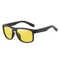 Sporty polarized driving sunglasses featuring vibrant yellow lenses and matte black frame - Black Frame Night Vision Lens