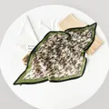 Elegant floral pleated square silk scarf for women in green and cream satin finish - 70cm / Green Butterfly
