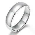 Classic minimalist polished S925 sterling silver band ring with 925 hallmark engraving - US Size 8 / 6mm / Silver