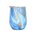 Blue marble pattern 12oz double-wall stainless steel vacuum insulated eggshell cup - 12oz / Wood Grain Gilded