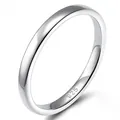 Anillo clásico de plata de ley S925 pulida con un diseño limpio de borde plano - Talla US 5 / Plata 2mm