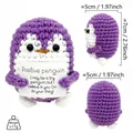 Details of handmade crochet positive energy penguin toy doll with size and weight info - Purple Penguin