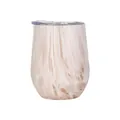 Μονωμένο ανοξείδωτο ποτήρι κρασιού 12oz σε σχήμα αυγού με ρεαλιστικά σχέδια ξύλου - 12oz / Νερά Ξύλου Λευκό