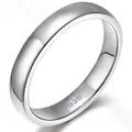 Elegant S925 sterling silver minimalist plain band ring with high-polished finish - Silver 4mm / US Size 8