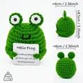 Detail showing handmade crocheted frog size dimensions, weight and multi-angle views - Green Frog