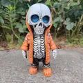 Street style creative Halloween skeleton figurine wearing an orange hoodie ornament - 15*6*6CM / Orange Hoodie Skull