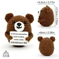 Ours en peluche fait main au crochet avec carte de message en allemand et dimensions - Ours