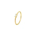 Elegante anello minimalista in argento 925 placcato oro con intarsio di opale ovale - Misura 7 / Anello Ovale (K1689) / Oro
