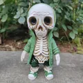 Street style skeleton figurine wearing a green hoodie for Halloween decor - 15*6*6CM / Green Hoodie Skull
