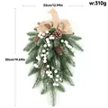 Artificial Christmas swag door hanging with pine cones and white berries, 50cm tall - Brown Burlap Swag