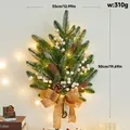 Christmas pine swag wall decor with pinecones, berries, burlap bow and warm LED lights. - Brown Burlap Swag With LED Lights