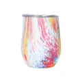 12oz colorful splash paint insulated stainless steel egg-shaped wine tumbler with lid - 12oz / Wood Grain Painted