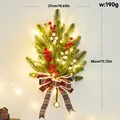 Artificial Christmas wall swag with LED lights and plaid bow decoration, 17.7 inch. - Checkered Red Swag With LED Lights