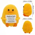Hand-knitted yellow positive duck doll with motivational card, size 8x6cm, 24g weight - Rubber Duck
