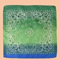 Square gradient paisley bandana in green and blue for hip hop hair styling and face cover - 53cm*53cm / Dark and Light Green