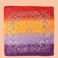 Small square bandana featuring vibrant orange yellow and purple gradient paisley print - 53cm*53cm / Orange Yellow Purple