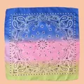 Quadratisches Bandana-Halstuch mit blau-pink-grünem Paisley-Muster für Hip-Hop-Haarband - 53cm*53cm / Blaurosagrün