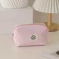 Large capacity pink waffle textured travel cosmetic bag with flower patch and zipper - Single 11*10*21cm / Light Pink