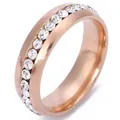 Elegante anello in acciaio inossidabile oro rosa con micro-pave di cristalli bianchi da donna - Misura 6 / Stile 2