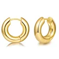Elegante minimalistische 18k vergulde chunky creolen voor dames met retro design - Gouden Retro Gladde Ring Stijl (EH20244A)