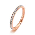 Anello elegante in acciaio inossidabile oro rosa con pietre CZ scintillanti per donna - Misura 7 / Stile 1
