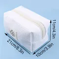 Large white waffle texture cosmetic travel bag with dimensions 21x10x11cm and zipper - Single 11*10*21cm / White