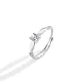Elegant silver Moebius ring with a sparkling zircon stone on a white background. - Adjustable Open / QJ0016 Women's Style (S999 Silver)