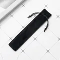 Bolsa minimalista de terciopelo negro con cordón para bolígrafos de cristal y regalo de lujo - 17.7x3.5cm / Negro