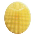 Spazzola morbida in silicone giallo per capelli bimbi e viso per massaggio testa - Confezione OPP individuale / Arancione