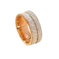 Elegant rose gold stainless steel ring featuring rectangular and round rhinestone accents. - Style 6