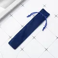 Elegante bolsa de terciopelo azul oscuro con cordón para bolígrafos de cristal y lujo - 17.7x3.5cm / Azul