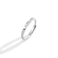Silver Moebius ring with sparkling zircon inlay, minimalist adjustable band - Adjustable Open / J0389 Women's Style (S999 Silver)