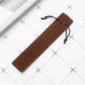 Elegant brown velvet drawstring pouch for single crystal gift pens and stationery items. - 17.7x3.5cm / Bronze