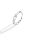 999 fine silver Mobius design ring with sparkling cubic zirconia stone for couples - Adjustable Open / J0377 Women's Style (S999 Silver)