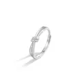 Elegant 999 sterling silver Mobius ring featuring sparkling zircon stones for couples - Adjustable Open / J0275 Women's Style (S999 Silver)