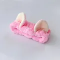 Suave diadema de felpa rosa con orejas de gato para lavar la cara y maquillarse - Orejas de gato rosas