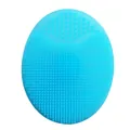 Sky blue soft silicone baby hair and face cleansing brush with gentle massage bristles - Blue