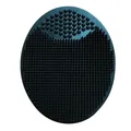Black oval silicone cleaning brush with dual textures for baby scalp and face - Black