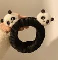 Cute panda plush hairband for washing face and makeup application, soft winter accessory - Plush Panda Hairband--Black