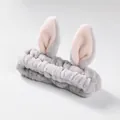 Cute grey plush rabbit ears head band for washing face spa and makeup cosmetics - Grey Rabbit Ears Hairband
